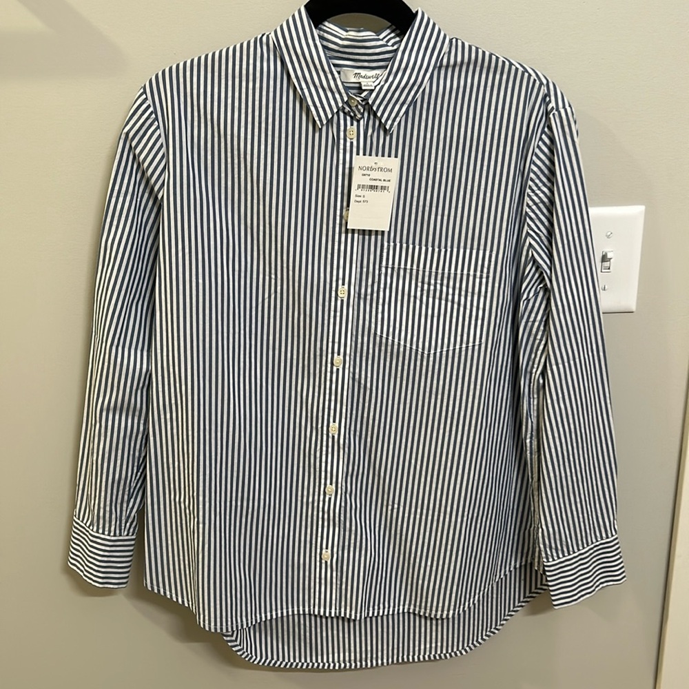 Madewell Oversized Striped Ex Boyfriend Shirt NWT